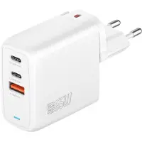 4smarts Ladegerecht GaN Flex 65W met 2 USB-C-poorten en 1 USB-A-poort. Wit