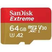 SanDisk Micro SD en SDXC-geheugenkaart Extreme 64 GB UHS-I U3 Klasse 10 + SD-adapter
