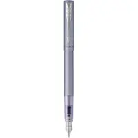 Parker Vector XL vulpen | metallic zilverblauwe lak op messing met chroom detail | medium penpunt met blauwe inkt navulling | cadeauverpakking