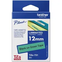 Brother Tape TZe-731 Zwart op groen (12 mm)
