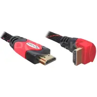DeLOCK 82687 HDMI-kabel HDMI Aansluitkabel HDMI-A-stekker 3 m Zwart, Rood Rond, 4K UHD, Verdraaid, Vergulde steekcontacten