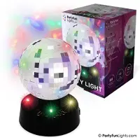Partyfunlights - Discolamp met spiegelbol - Werkt op USB én batterijen - Multi-color LED - Roterend
