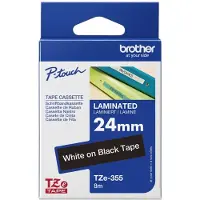 Brother TZe-355 Tape Wit op zwart (24 mm)