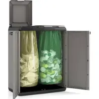 Keter Split Basic Recycling Vuilnisbak voor buiten - 68x39x85 cm - Grijs/Zwart