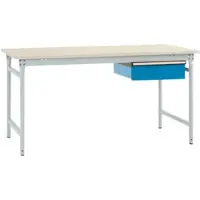 Manuflex BB5237.7035 Compleet bijzettafel basis stationair met kunststof plaat + enkele lade, bxdxh: 1000 x 800 x 780 mm Grijs-wit (RAL 7035)