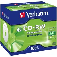 Verbatim CD-RW 8-12x 700 MB 10 Stuks