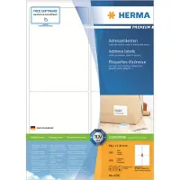 Herma Universele etiketten 4250, permanent klevend, zelfklevend, bedrukbaar, B 99,1 x H 139 mm, FSC papier, wit, 400 stuks/100 vellen