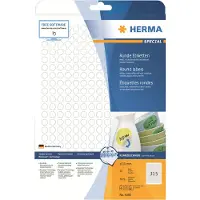 Herma verwijderbare etiketten nr. 4385, rond, Ø 10 mm, zelfklevend, bedrukbaar, papier, wit, 7875 stuks op 25 vellen
