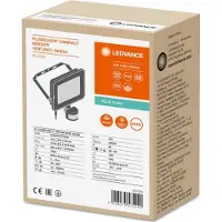 Ledvance LED-schijnwerper, buitenlamp, 10W, 1000lm, 4000K, IP65, zwart, met bewegings- en schemersensor, Floodlight