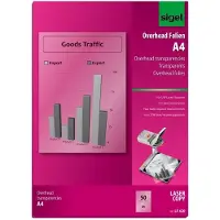Sigel LF420 Folie voor overheadprojectoren DIN A4 Laser (zwart/wit), Kopiëren (zwart/wit) Transparant 50 stuk(s)