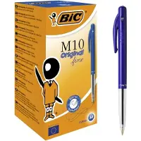 BIC M10 Original Intrekbare Balpennen - Blauwe Inkt - Doos van 50 Stuks - Fijne Punt 0.8 mm