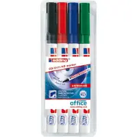 Edding 8400 cd/dvd/bd marker - rond punt 0.5-1.0mm in etui - zwart/blauw/rood/groen - voor het veilig aanbrengen van permanente teksten op cd's, dvd's en Blu-Ray disks