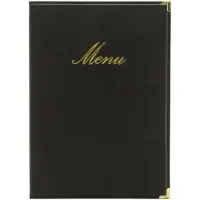 Securit CLASSIC MENUHOUDER ZWART 34,4X24,5LEATHER STYLE 4X A4