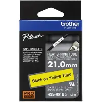 Brother HSe-651E krimpkous tape zwart op geel | 21 mm x 1,5 m (origineel)