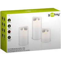 Wentronic Set of 3 LED Real Wax Candles, White