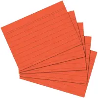 Herlitz Karteikarten, DIN A5, liniert, orange aus Papier, 170 g-qm, holzfrei, Linienfarbe: blau, doppelte