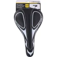 Dunlop Mountainbike Zadel - Fietszadel - MTB Zadel van Kunstleer - Incl. Zadelstrop - Foam Vulling - 27 x 16,5 x 9,6 CM - Zwart/Wit
