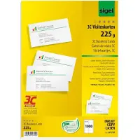 Sigel visitekaartjes 3C 225g wit 1000 stuks gladde zijden rond