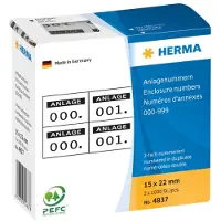 Herma Nummeretiketten 4837 Klevend Zwart 15 x 22 mm 2 Rollen à 1000 Etiketten