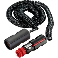 Pro Car sigarettenaanstekerplug spiraal verlengkabel - 12-24V/8A - 2 meter