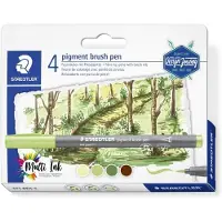 Staedtler pigment brush pen set 4 kleuren forest colours