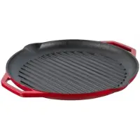 Sourcing GEËMAILLEERDE GERIBBELDE GIETIJZEREN KOEKENPAN ROOD, Pan + steelpan