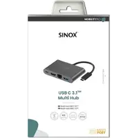 Sinox PRO USB-C naar HDMI 4K 30Hz, USB-A, USB-C PD 60W en RJ45 adapter | 0,15 meter