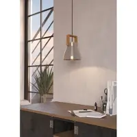 Eglo Hanglamp Cawton, dimbaar, hout donker, Woon-/ Eetkamer, Hout, Industrieel design, Hanglamp