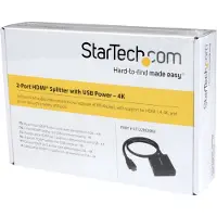 StarTech.com 2-poorts HDMI 1.4 Splitter – Voeding via USB of adapter – 4K 30Hz - 0,1 meter - Zwart