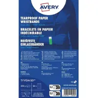 Avery Zweckform Scheurvrije papier polsbandjes TYVGR - Tyvek - 19 x 256 mm – genummerd (niet afdrukbaar) – groen – 500 stuks