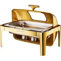 Vevor Chafing Dish Set Voedselwarmer Roestvrij Staal met Pannen van Volledig Formaat (8,5 L)