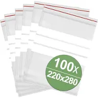 Quadrios Hersluitbare zak met etiketstrook (b x h) 220 mm x 280 mm Transparant Polyethyleen 100 stuk(s)