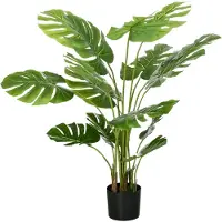 4Goodz Homcom kunstplant monstera 120 cm kunstplant met pot en mos