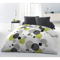 HOME LINGE PASSION Set microvezel beddengoed - BULLES DE REVE - overtrek 240 x 260 cm + 2 kussenslopen 63 x 63 cm - Anijs