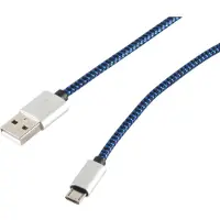 S-Conn USB Ladekabel USB A-ST auf USB Micro B-ST Nylon blau 0,9m