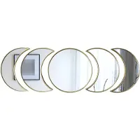 Home Deco Factory spiegel set - 5x stuks - d26 cm - maanvorm - kunststof - decoratie - wandspiegel