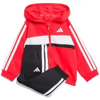 Adidas Trainingspak 'ESSENTIALS TIBERIO 3 STRIPES FLEECE' knalrood / zwart / wit