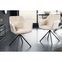 Invicta Bureaustoel VERONA champagnebeige fluweel structuurstof met armleuning metalen poten zwart - 44156