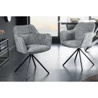 Invicta Bureaustoel VERONA grijs structuurstof met armleuning zwart metalen poten - 44160