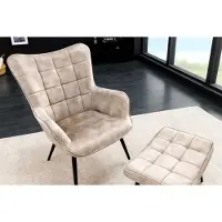 Invicta Moderne fauteuil SCANDINAVIA champagne fluweel zwart metalen poten met armleuningen - 44021