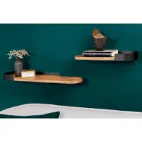 Invicta Moderne set van 2 wandplanken PURE NATURE 60cm zwart mangohout massief metaal handgemaakt - 44307