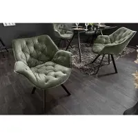 Invicta Bureaustoel THE DUTCH COMFORT donkergroen fluweel met armleuningen Modern Design - 44067