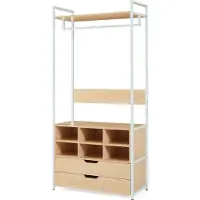 En.casa Kledingkast Larem met 6 vakken 180x84x40 cm wit en eikenkleurig []