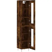 vidaXL Hoge kast 34,5x34x180 cm bewerkt hout gerookt eikenkleurig