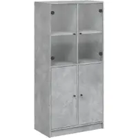 vidaXL Hoge kast met deuren 68x37x142 cm bewerkt hout betongrijs