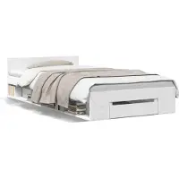vidaXL Bedframe met lade bewerkt hout wit 100x200 cm
