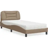 vidaXL Bed met matras "Hvar" kunstleer cappuccinokleurig 90x200 cm