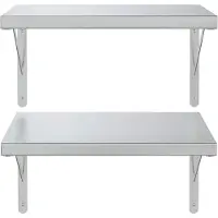 vidaXL Wandschappen 2 st 75x30 cm roestvrijstaal zilverkleurig