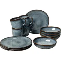 Villeroy & Boch Serviesset Lave - Grijs - 12-delig / 4 personen