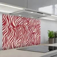 KitchenYeah Spatscherm 90x60 cm - Zelfklevende achterwand Golvende vormen - Abstract - Rood - Keuken muurbeschermer - Spatwand fornuis